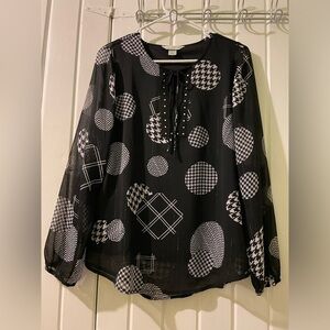 Christopher Banks black/white blouse-small NWOT